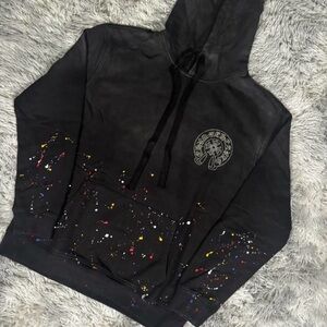 Chrome Hearts Black Hoodie with Multicolor Splatter